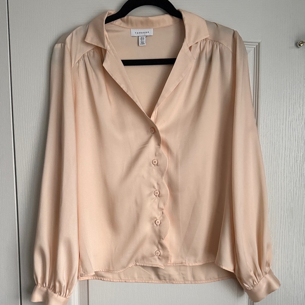 Topshop Soft Peach Button-Up Blouse